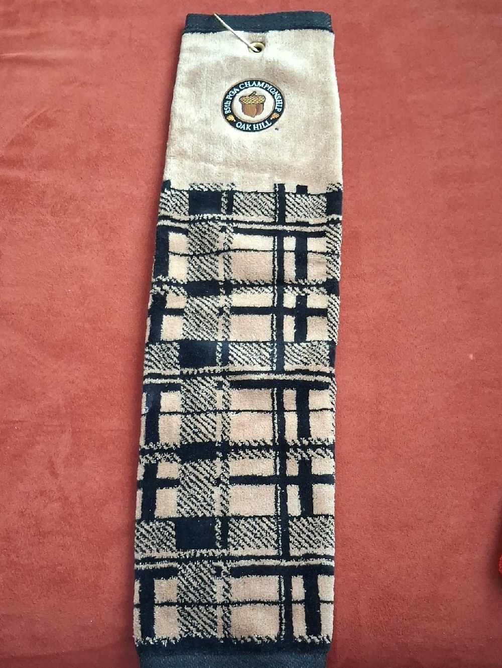 Plaid Golf Towel - Tan and Black